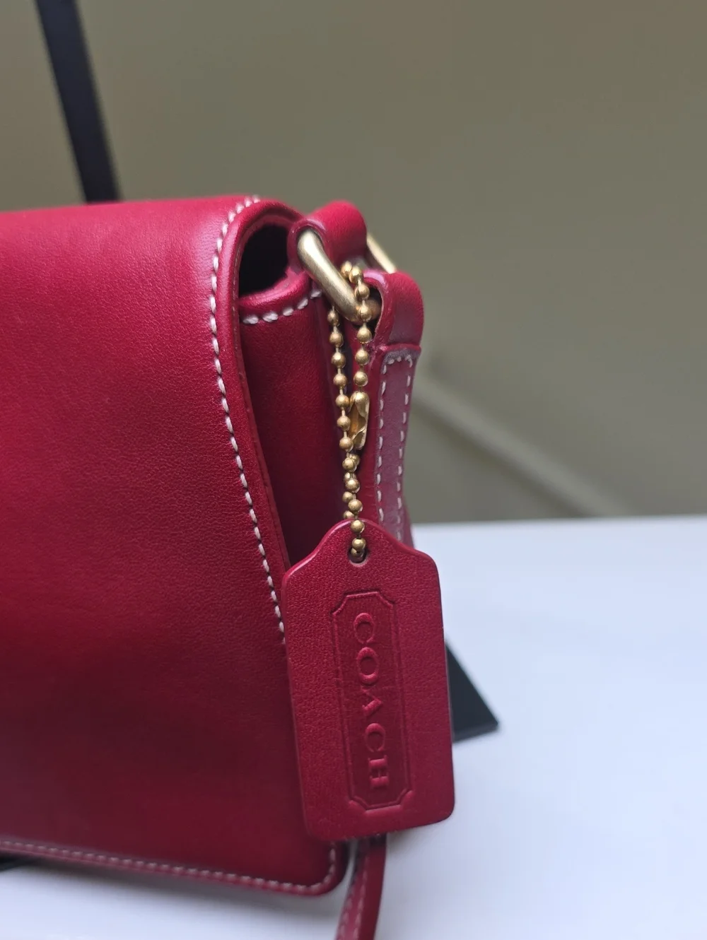 COACH 9599 Vintage Red Leather Legacy West Demi Flap Crossbody EUC