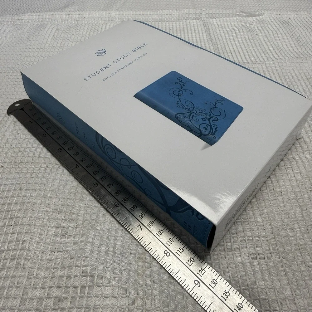 ESV Holy Bible Student Study Bible Sky Blue Ivy Design Imitation Leather New