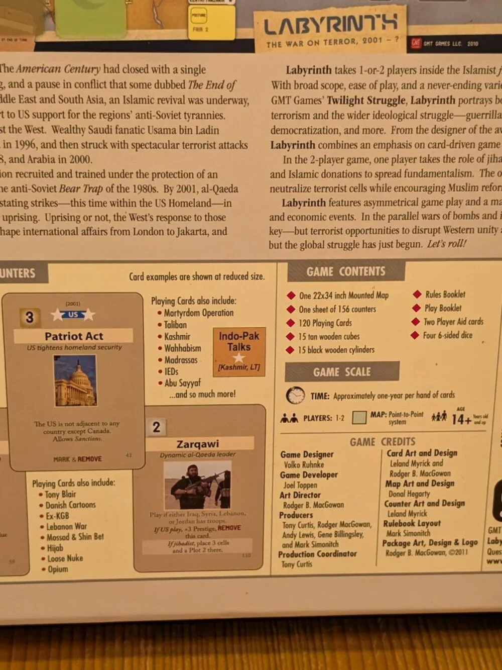 Labyrinth The War on Terror 2001-? Board Game (GMT Games, 2011) - Complete - EUC