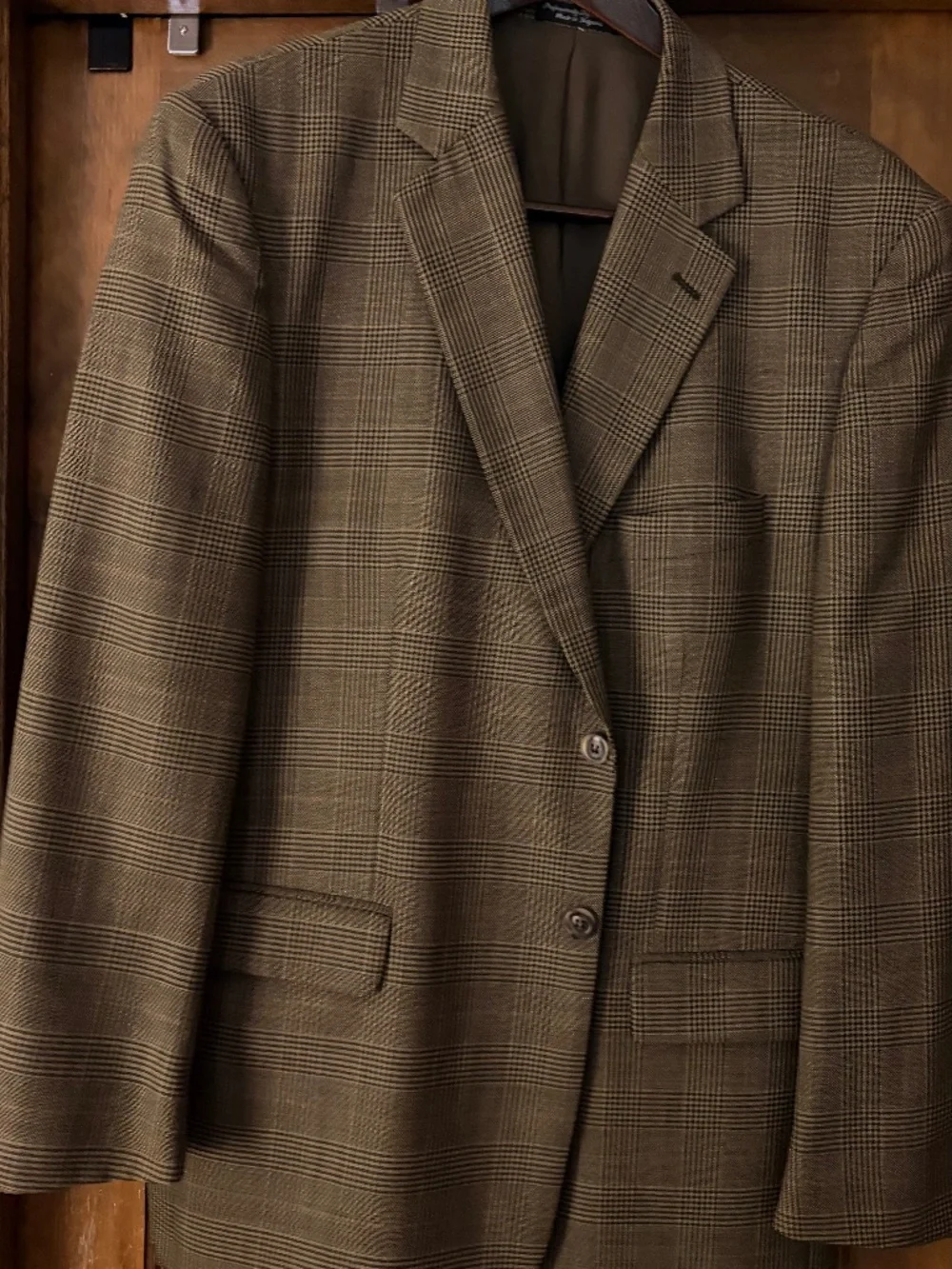 Men's olive plaid wool blazer