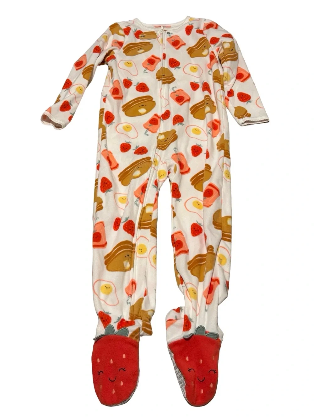Carter’s Girls 5T Fleece Footed Pajamas White Breakfast Print Sleeper