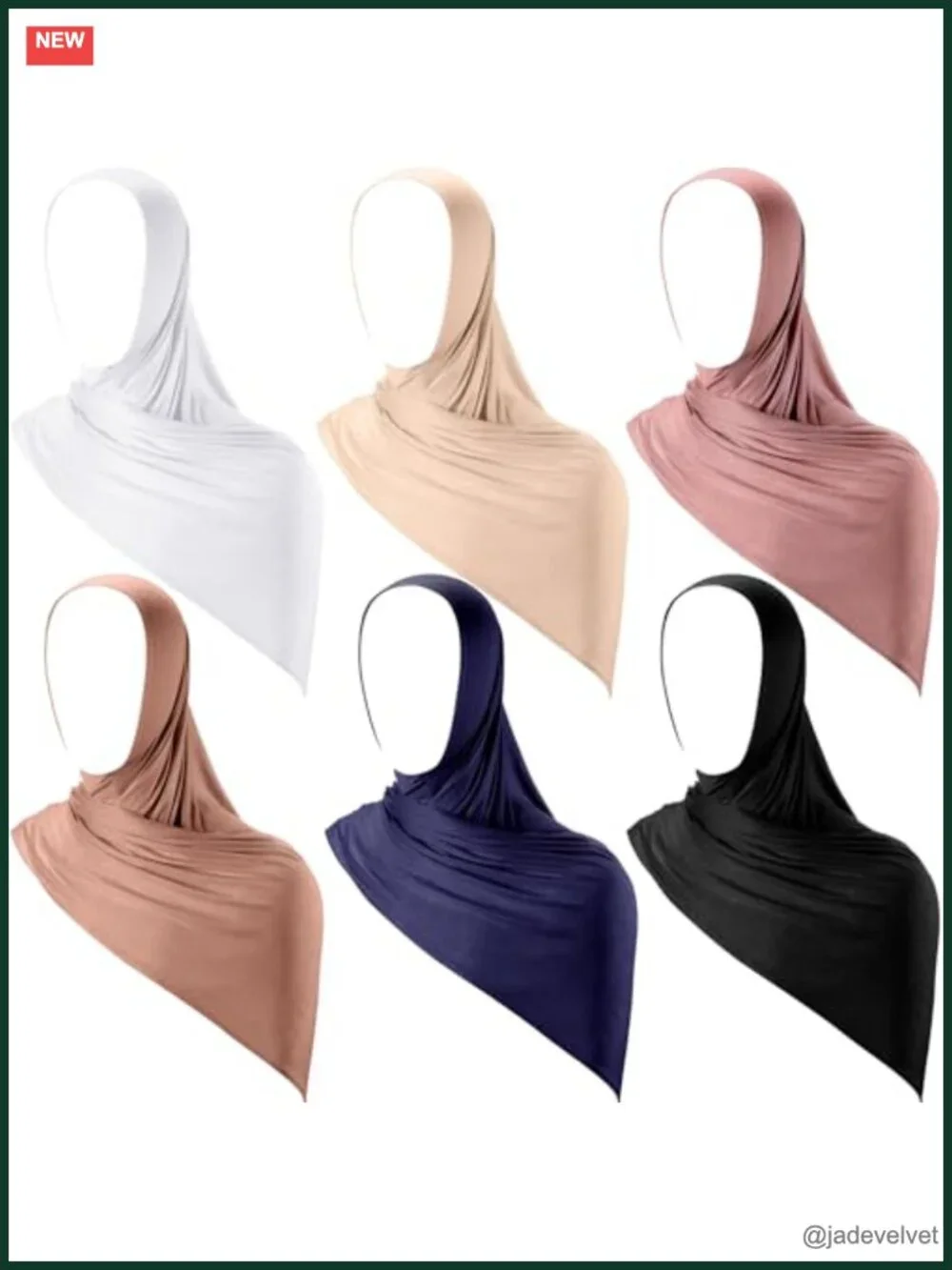 6 Pack Jersey Hijab Scarf Set Lightweight Stretch Muslim Head Wrap Long Shawl