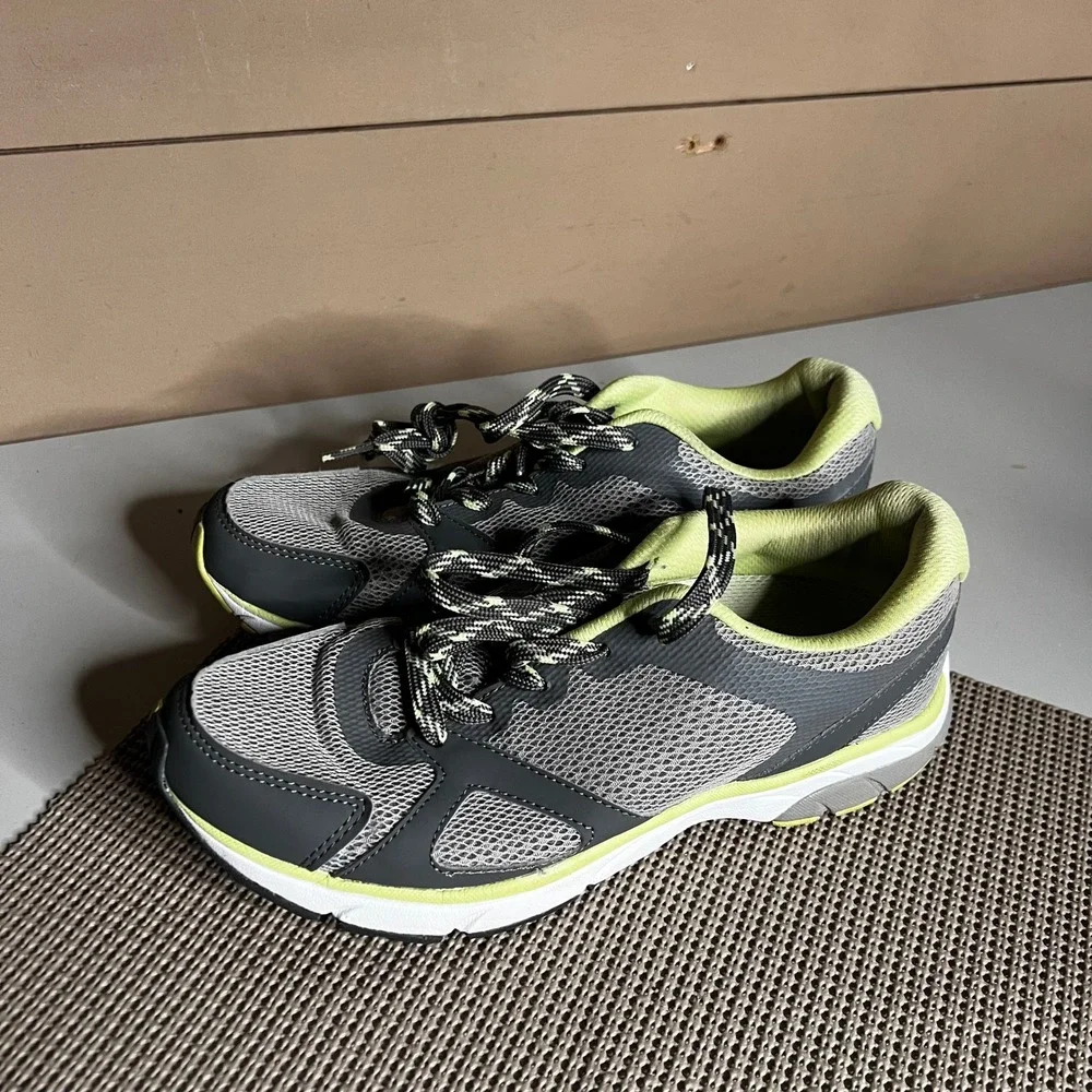 Vionic 1st Ray Technology Grey Lime Green Mesh Athletic Walking Sneakers Mens 9