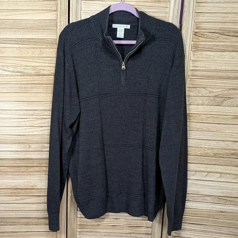 Geoffrey Beene Pullover Dark Gray Quarter-Zip Size XL