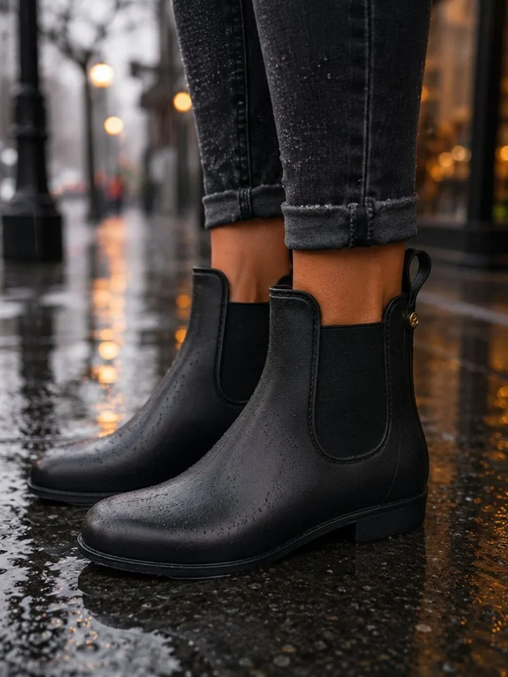 Sam Edelman Tinsley Black Chelsea Rain Boots - Size 7 (A-1644)