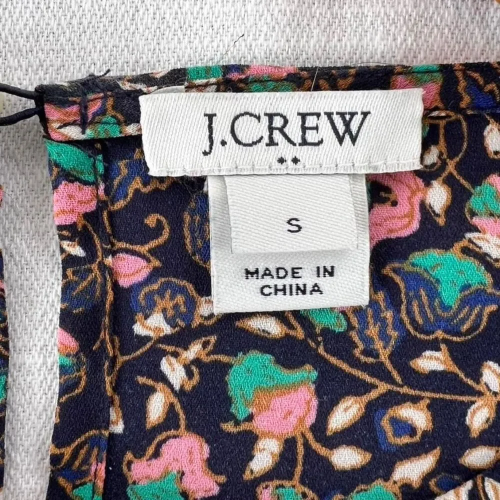 Peasant Blouse with Bell Sleeves Navy Multicolor J.Crew Women's Small