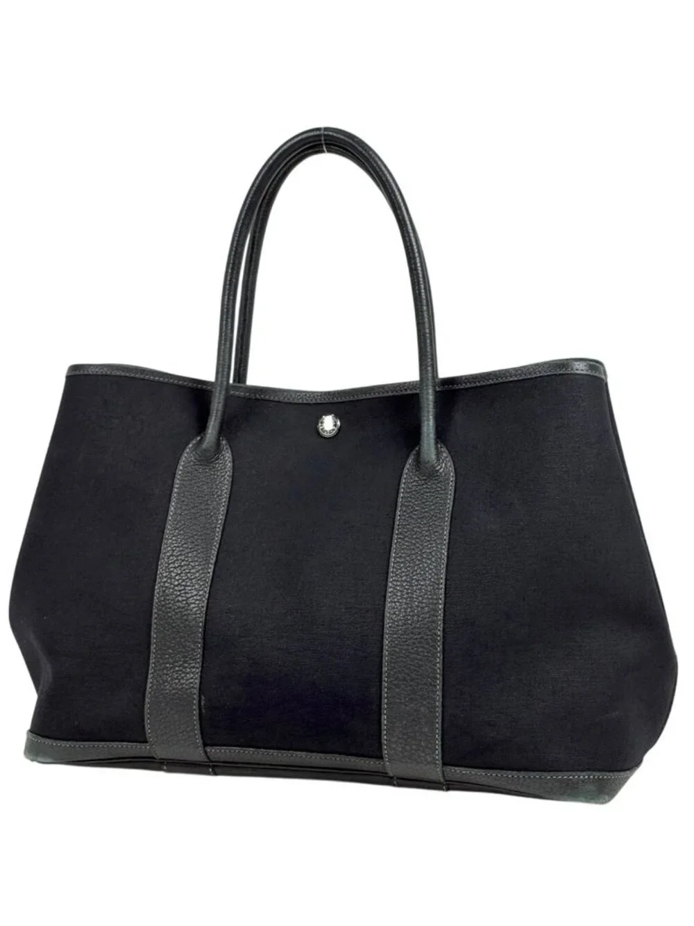 Hermes Garden Party PM Tote Toile Officier Noir