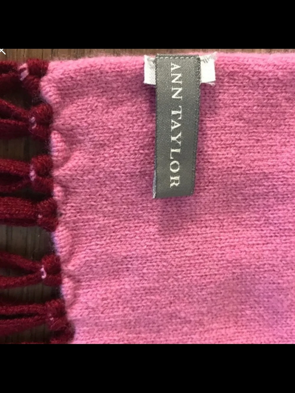 ANN TAYLOR 100% Cashmere Cable Knit Beanie and Scarf Set - Berry Pink