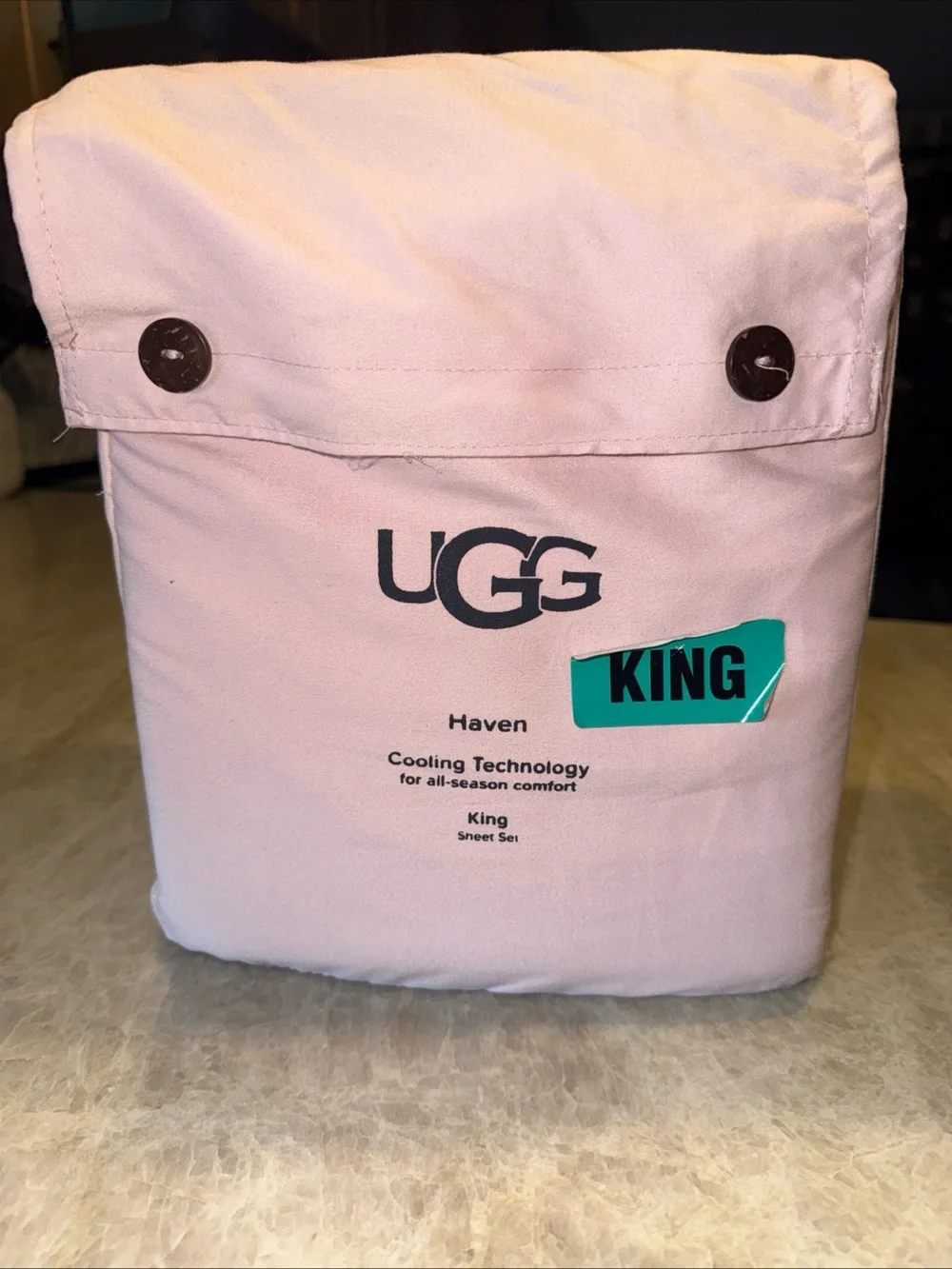 UGG King Sheets Haven Cooling Technology Rose One Fitted & Flat Sheet 2 Pillow