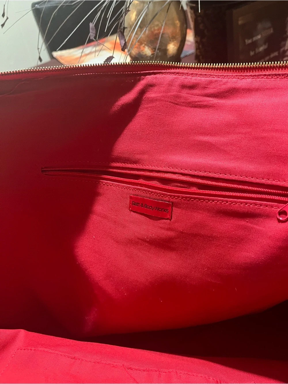 Bath & Body Works Denim Tote with Red Accents