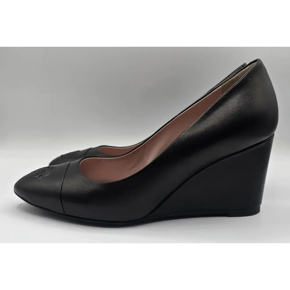 Taryn Rose Black Leather Wedge Pumps