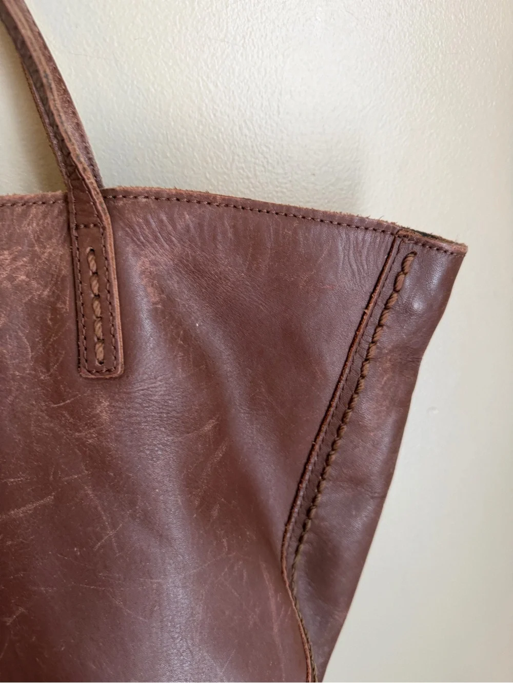 The Sak Faye Gen Tote Large Leather Brown Shoulder Bag Classic Boho Distressed