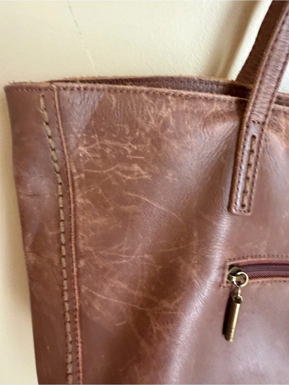 The Sak Faye Gen Tote Large Leather Brown Shoulder Bag Classic Boho Distressed