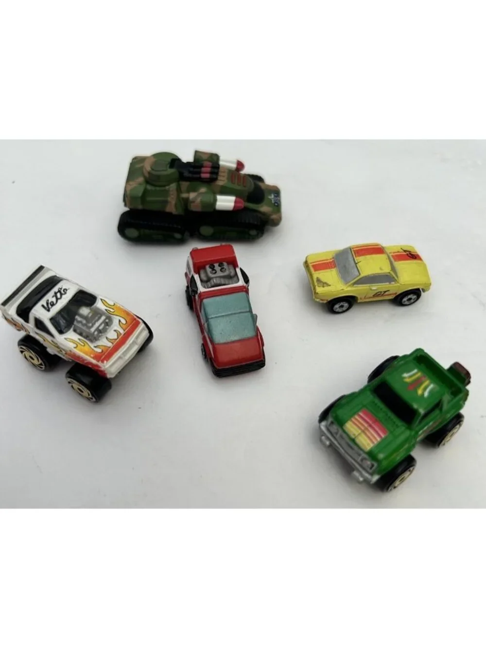 Vintage Lot of 5 Micro Machines Road Champs Tank Monster Wheels Cars Mixed Lot
