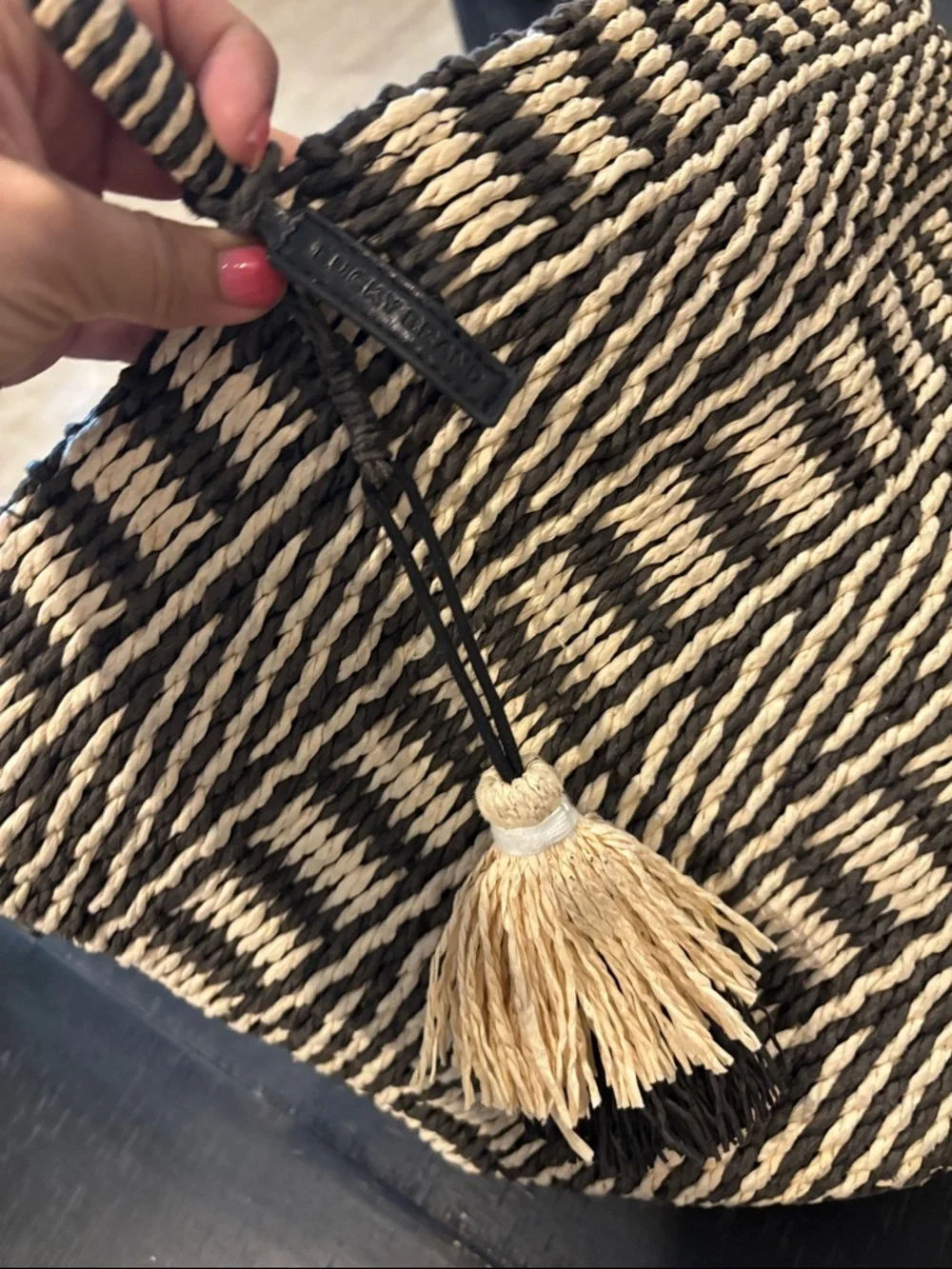 Lucky Brand Woven Boho Beach Bag Tote Tassel Vacation