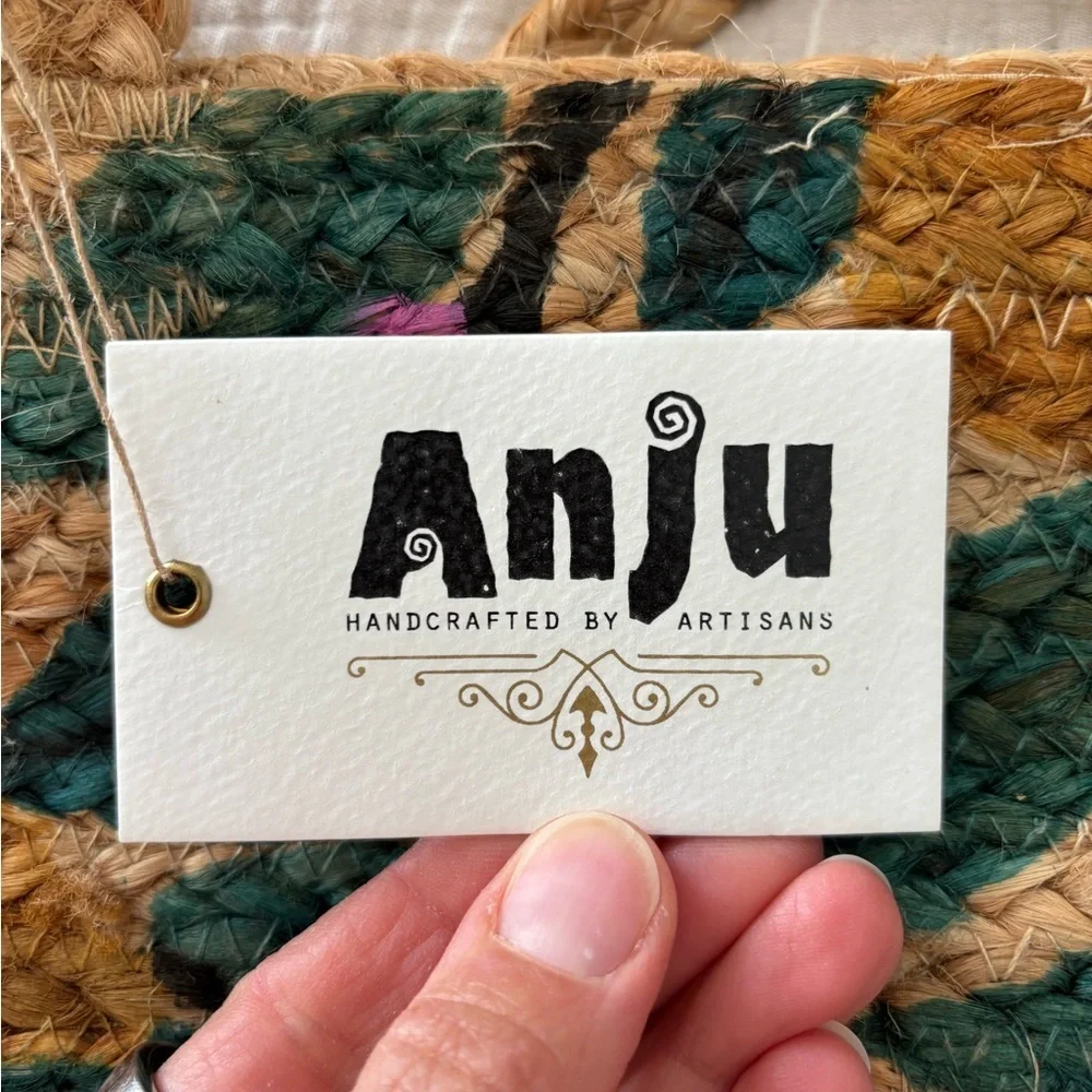 Anju Capri Jute Tote Lemon Breeze Citrus Handcrafted Artisan Market Bag NWT
