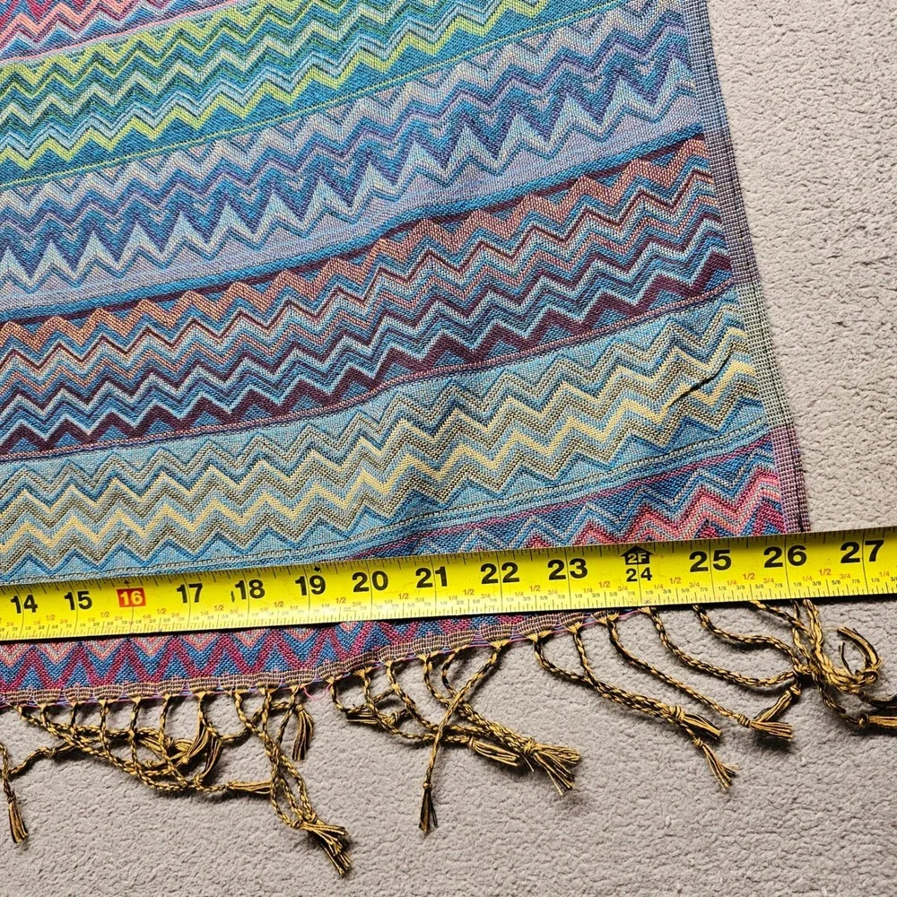 Multicolor Chevron Zigzag Pashmina Wrap Scarf Tassel Fringe Boho Shawl 72x26