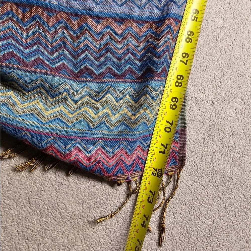 Multicolor Chevron Zigzag Pashmina Wrap Scarf Tassel Fringe Boho Shawl 72x26