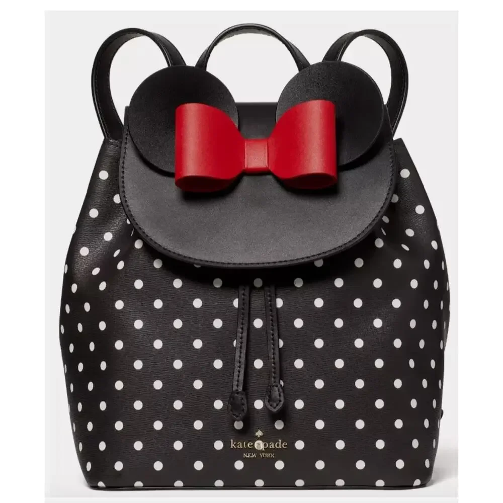 Kate Spade Minnie Mouse Polka Dot Backpack with Red Bow – New $379