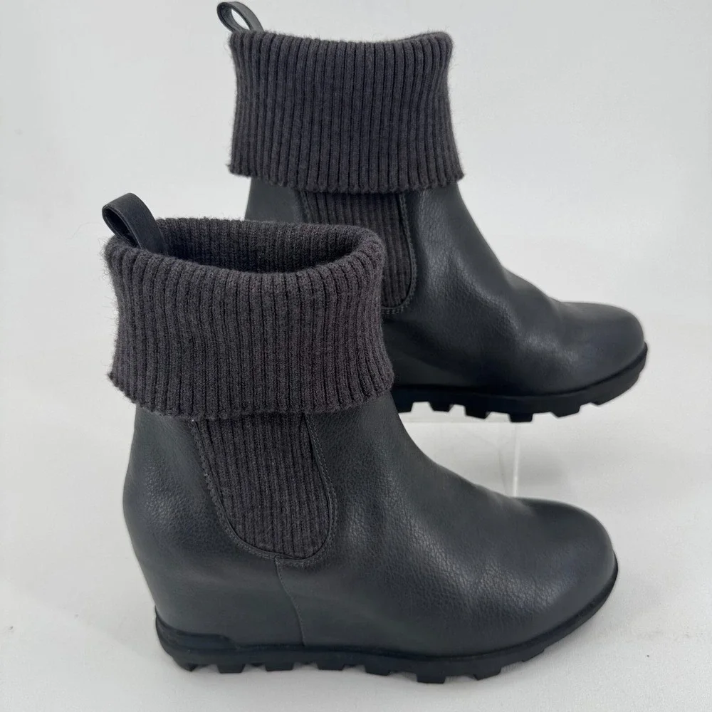 Yellow Box Cyndie Ankle Boots WOMENS Gray Sweater Cuff Pull On Casual SIZE 7