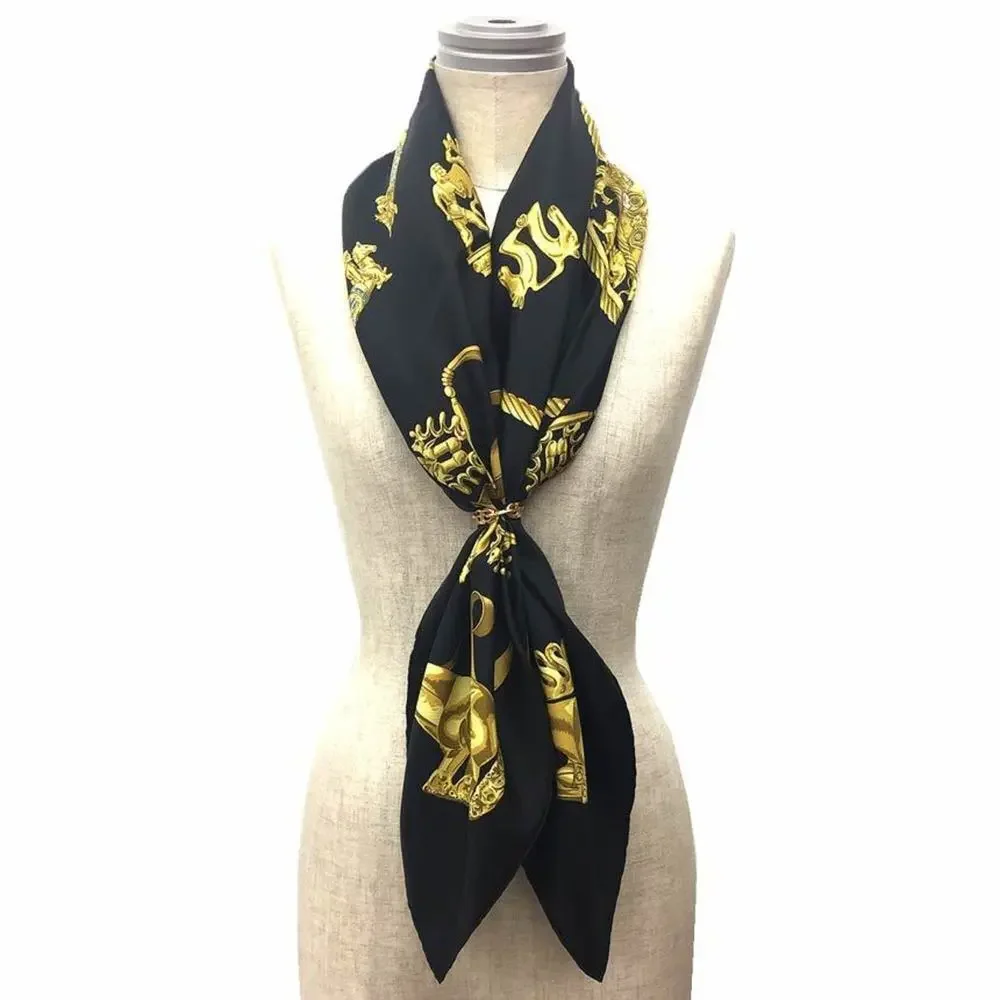 HERMES Black Silk Scarf