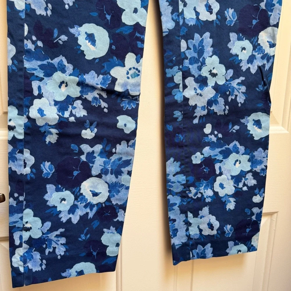 J. CREW 6 TALL Remi Blue Floral Re-Imagined Watercolor Pants Womens size 6T