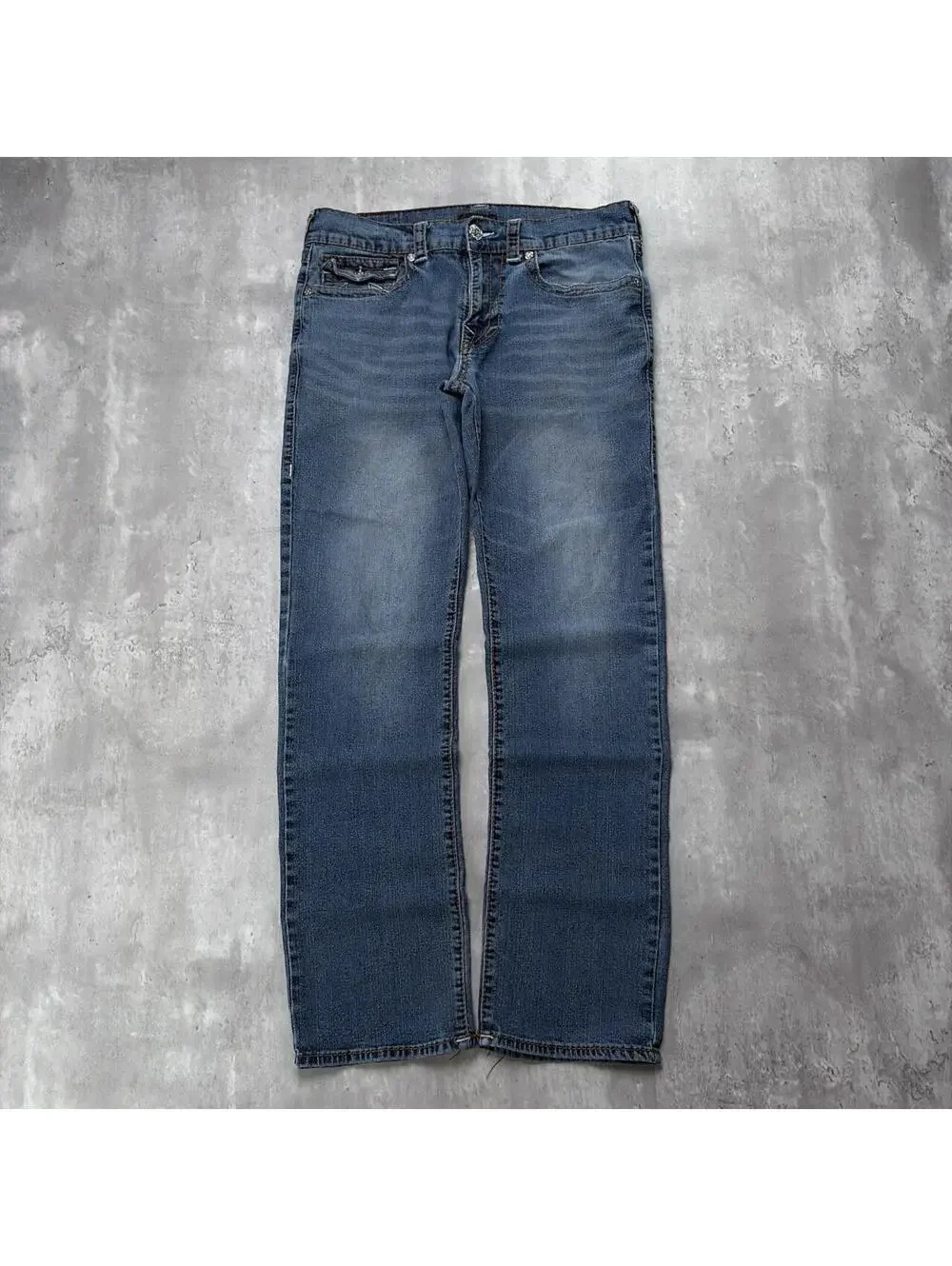 Y2K Blue True Religion Grunge Ricky Straight Denim Jeans