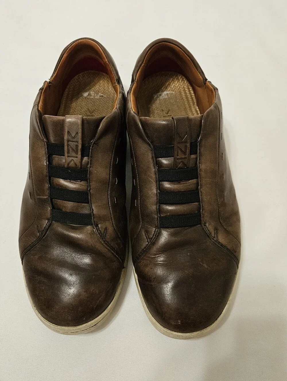 Men’s 10.5W Kizik New York Fast Slip On Brown Leather Shoes Casual Shoes *Read*