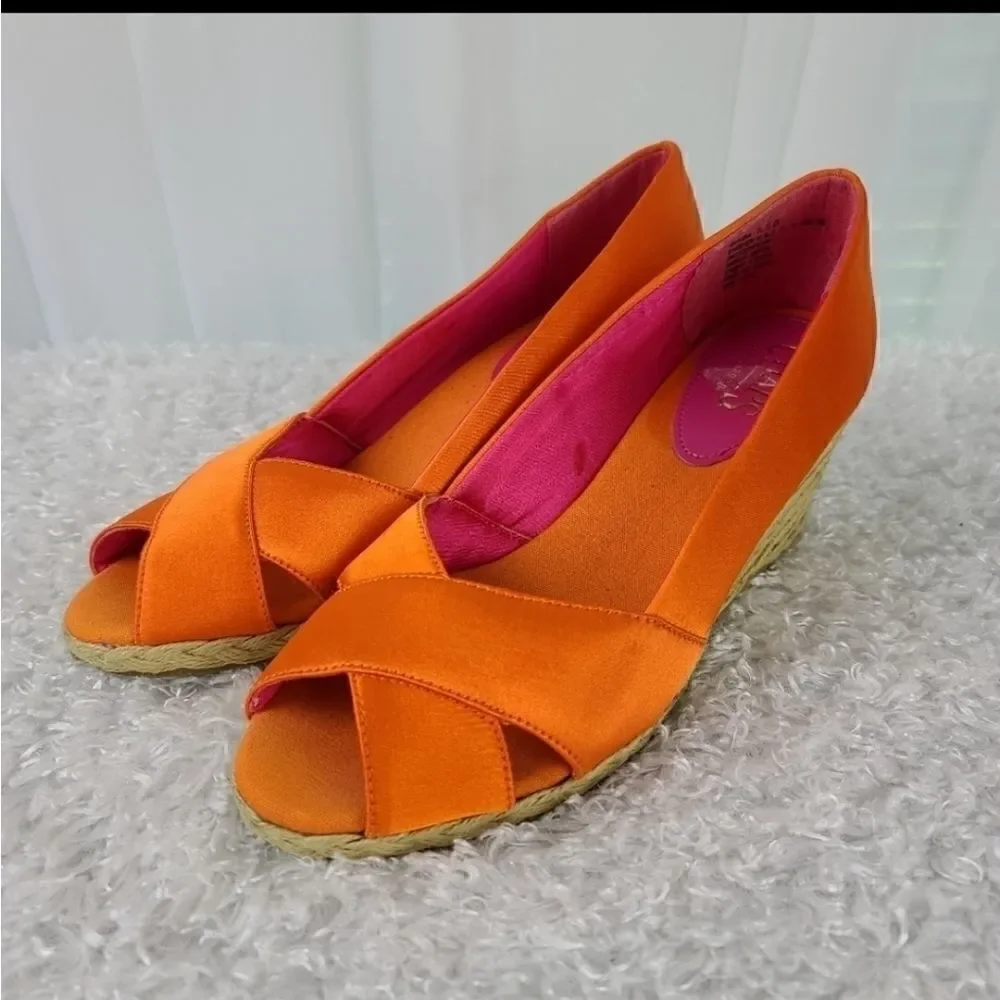 Chaps Wedge Heel Espadrille Orange 7.5
