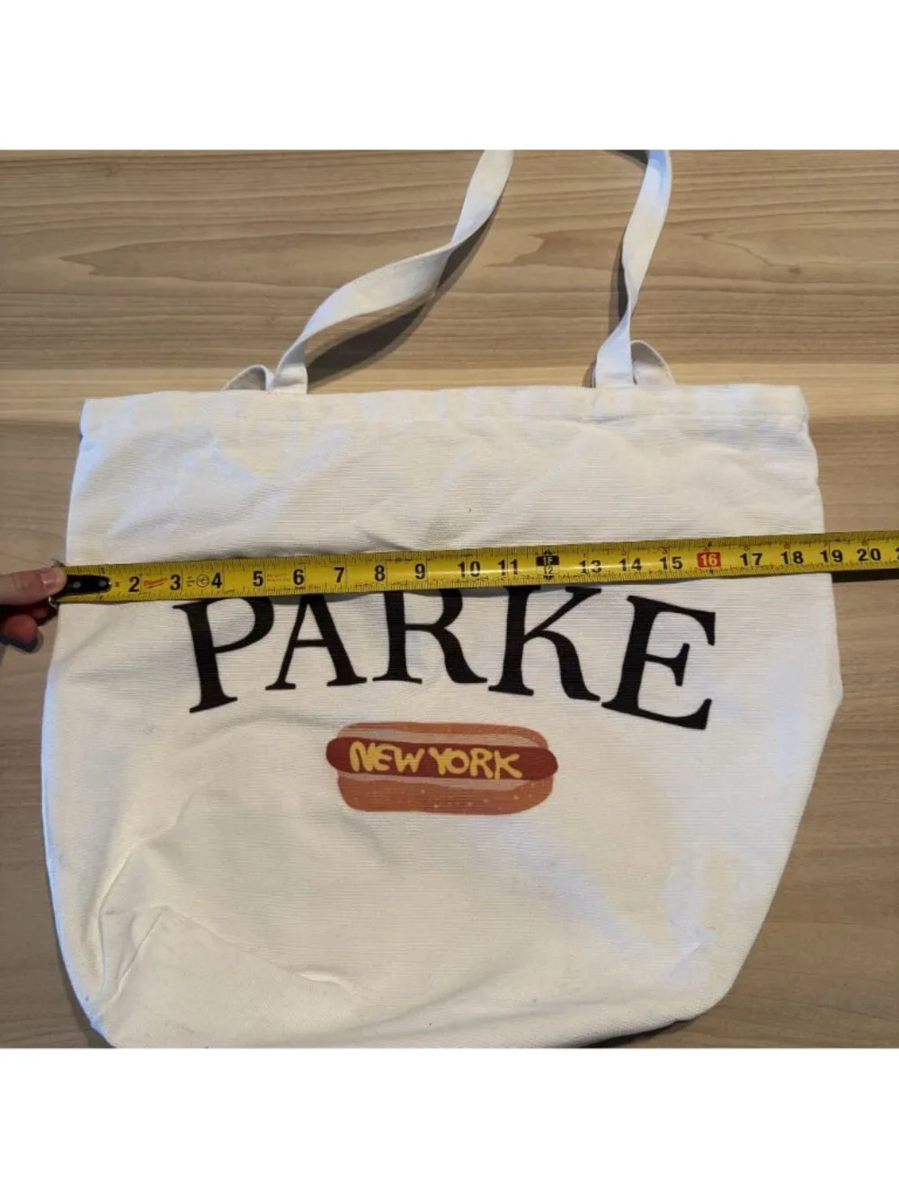 Parke NYC Hotdog Exclusive White Canvas Tote Bag