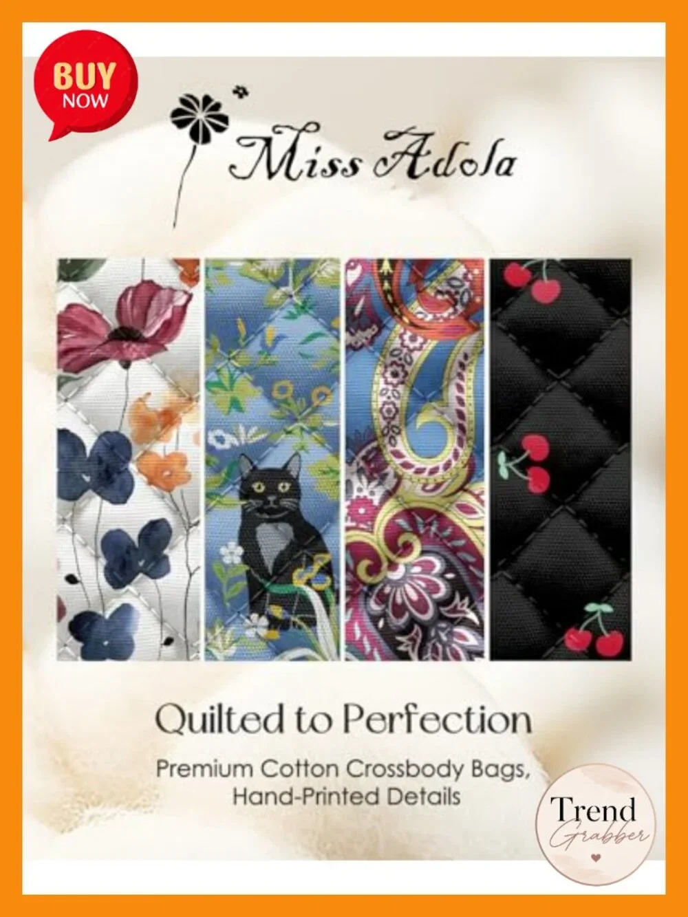 Cotton Quilted Crossbody Bag with RFID Blocking, Wallet Purse Cell Phone Pocket