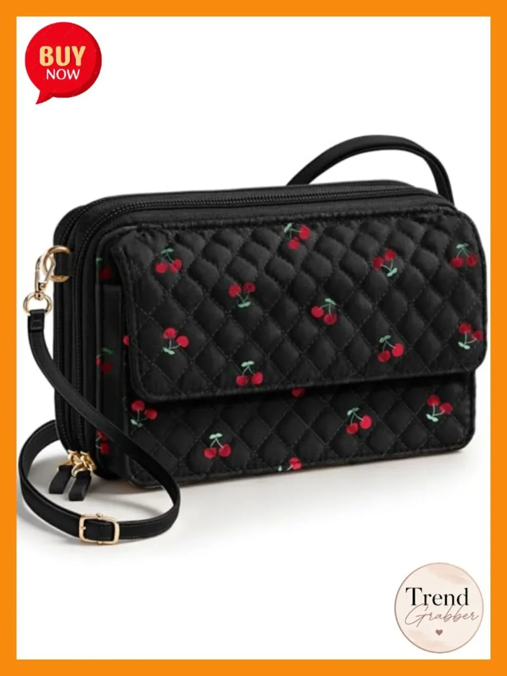 Cotton Quilted Crossbody Bag with RFID Blocking, Wallet Purse Cell Phone Pocket
