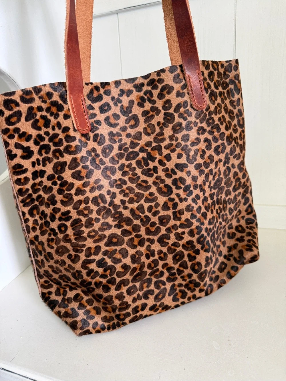 Lamb Leather Goods NEW Leopard Print Hair on Hide Tote with Horween Leather