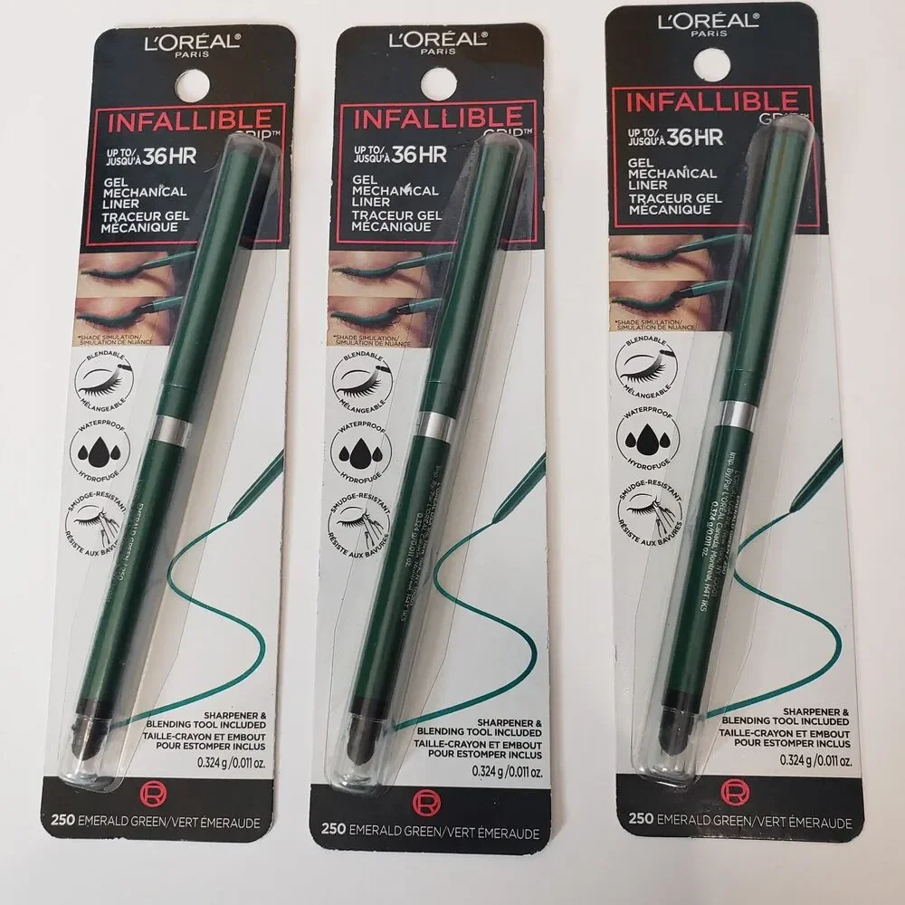 Lot of 3 L'Oreal Infallible Gel Mechanical Eyeliner Eye Liner Emerald Green NIP