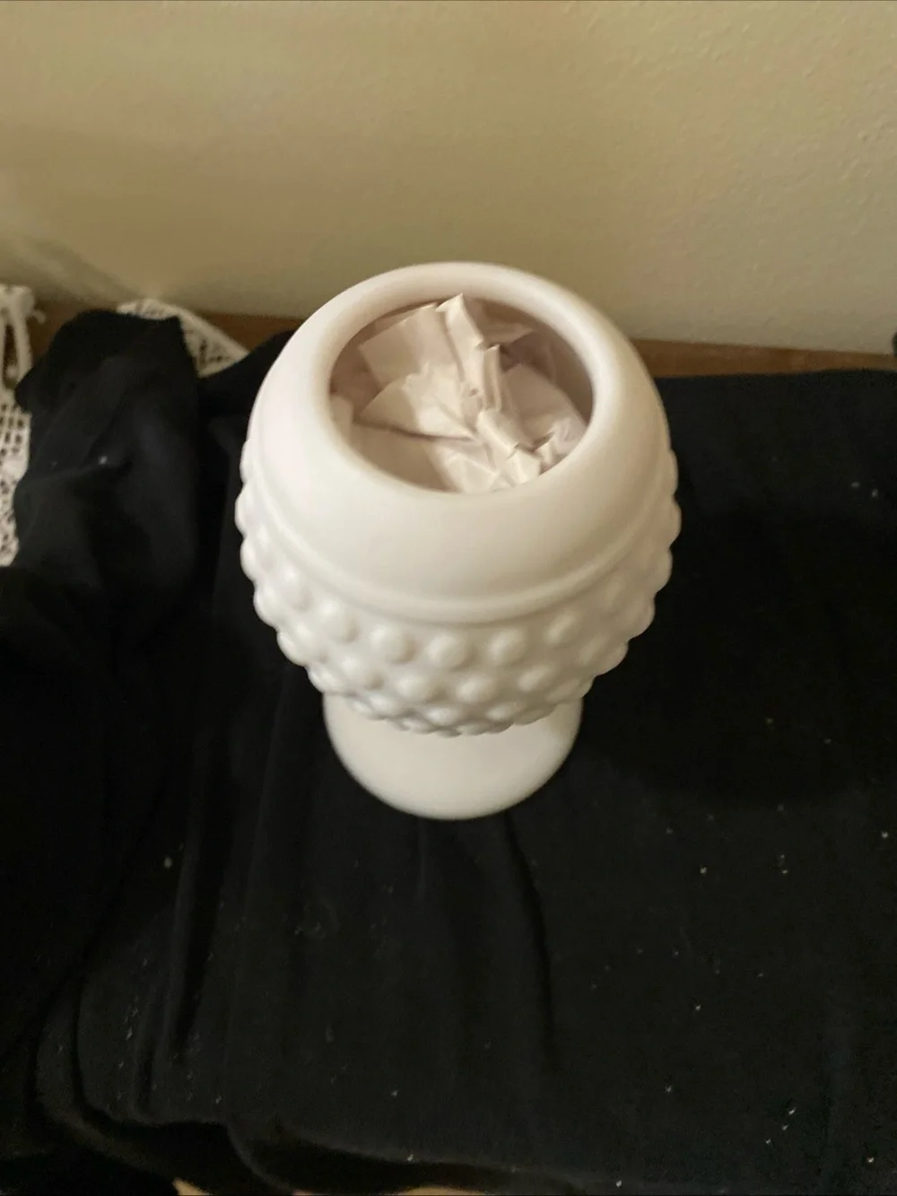 Matte White Hobnail Pedestal Vase - Decorative Home Accent