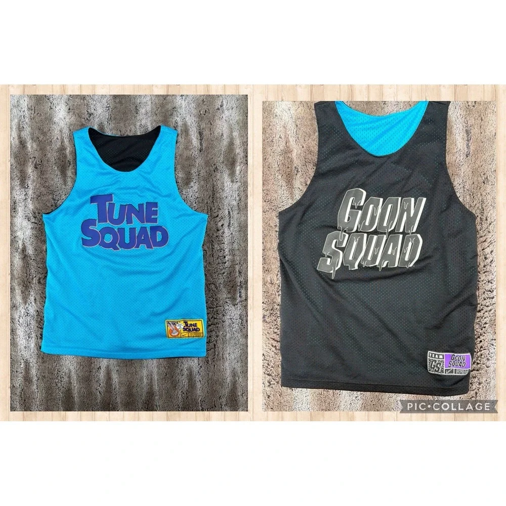 Nike Unisex Blue Black Tune Goon Squad Space Jam Reversible Basketball Jersey Lg