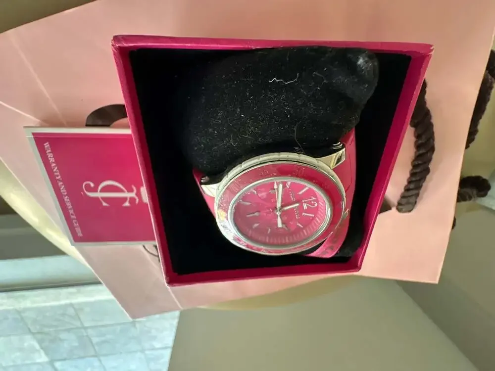 Juicy Couture Hot Pink Silicone Strap Chronograph Watch