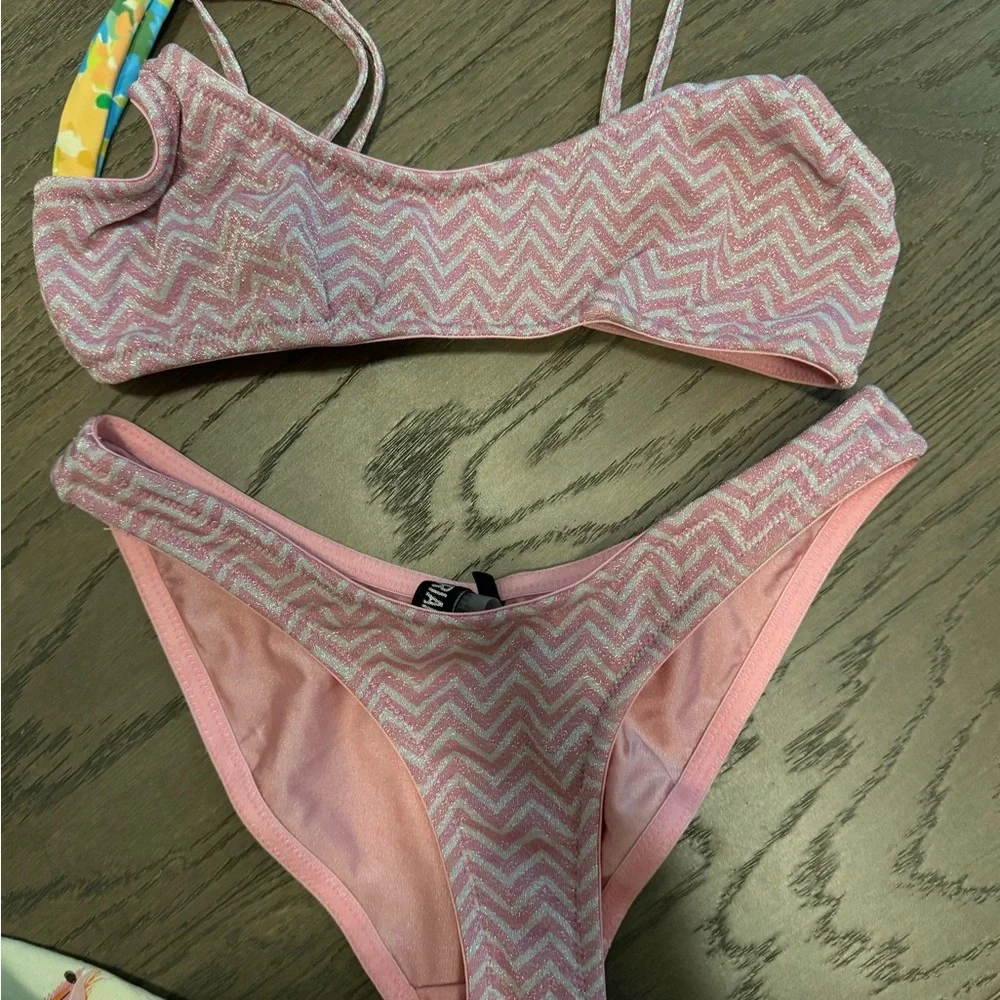 triangl swimwear Pink Chevron Bikini Set
