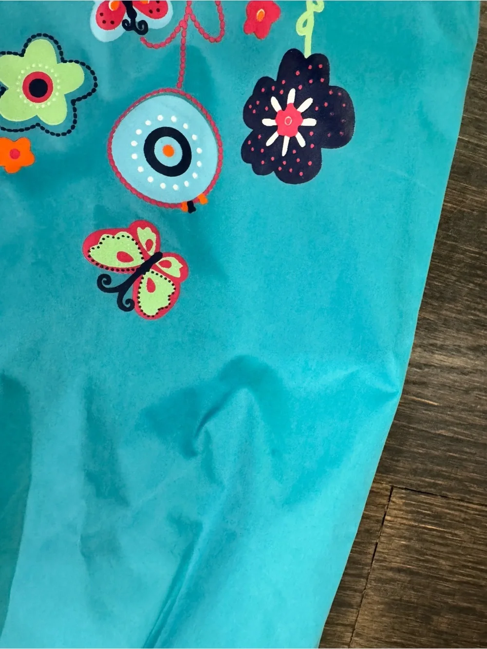 Kids Hooded Floral Raincoat - Turquoise