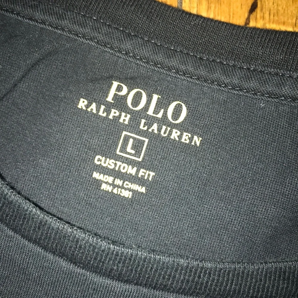 Polo by Ralph Lauren Men's Navy Crew Neck T‑Shirt with Red Pony Logo