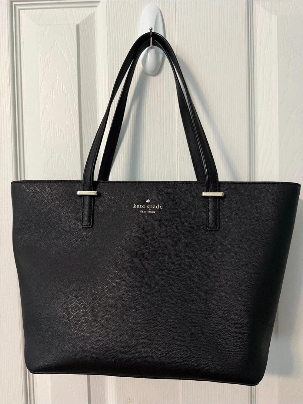 kate spade Cedar Street Black Saffiano Leather Tote with Gold Logo