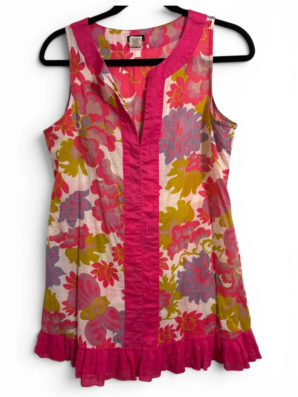 J. Crew Pink Floral Sleeveless Tunic XS 100% Cotton