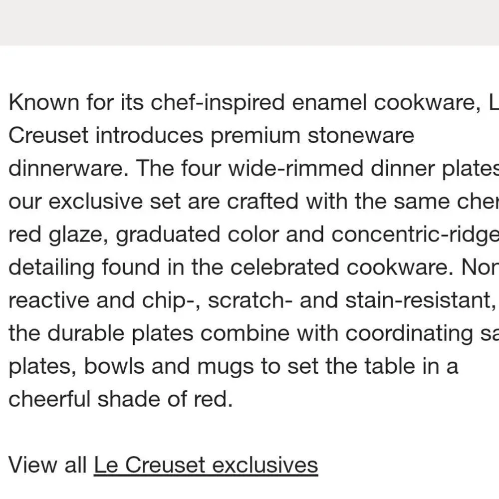 Le Creuset new specs