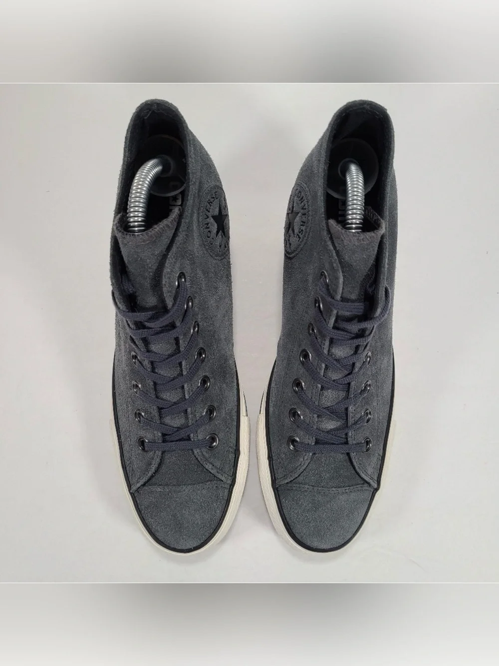Converse CTAS Charcoal Gray Suede Lux Mid Hidden Wedge Lace Up Sneakers Women 10