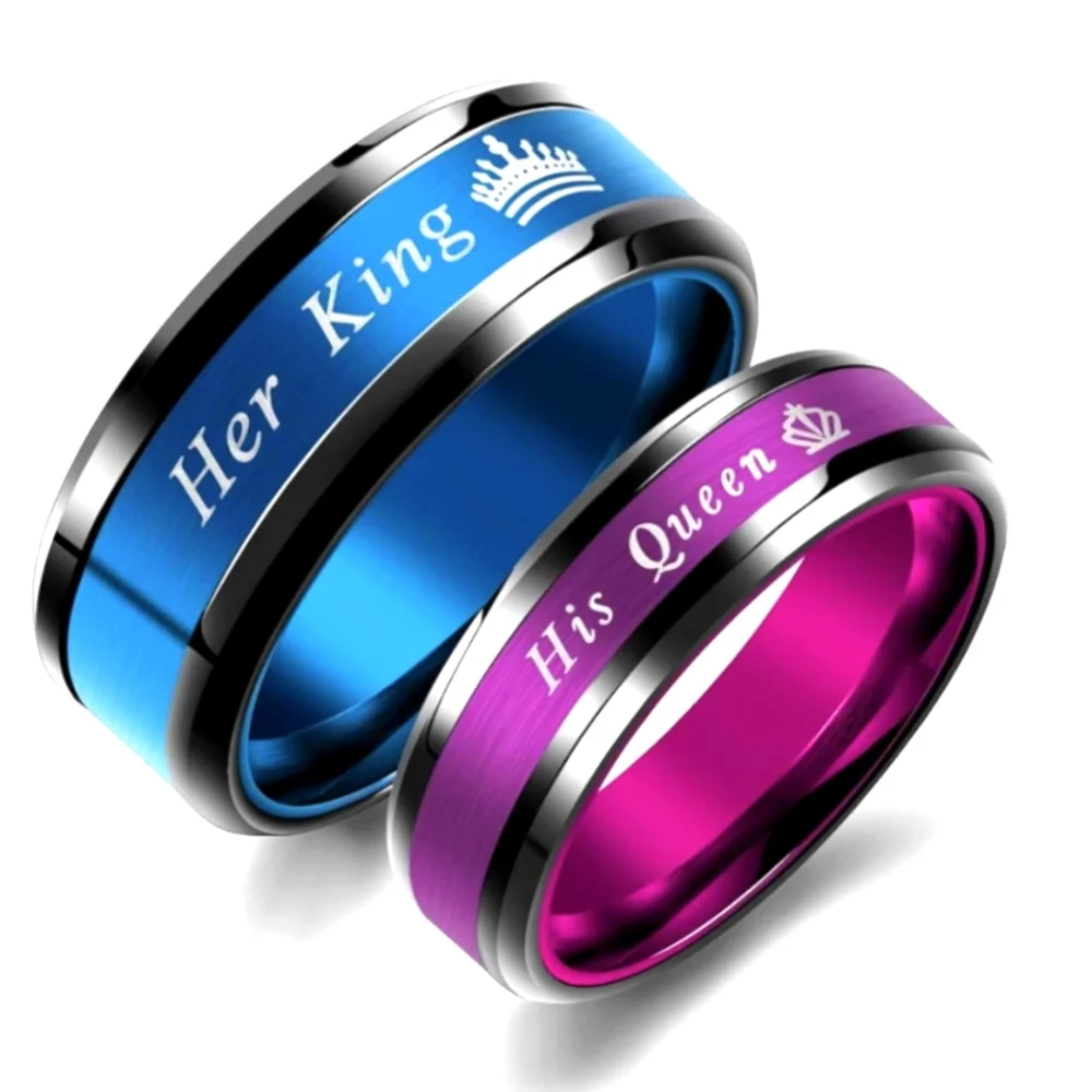 Couple Wedding Set Matching King & Queen Rings Engagement/Wedding Band Stainless