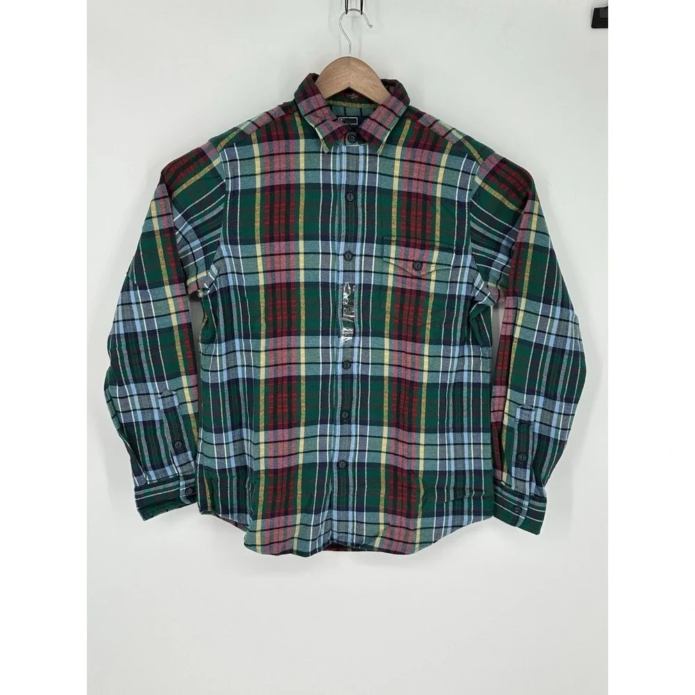 Polo Ralph Lauren Men's Med Classic Fit Green/Red/Yellow Plaid Flannel Shirt W1
