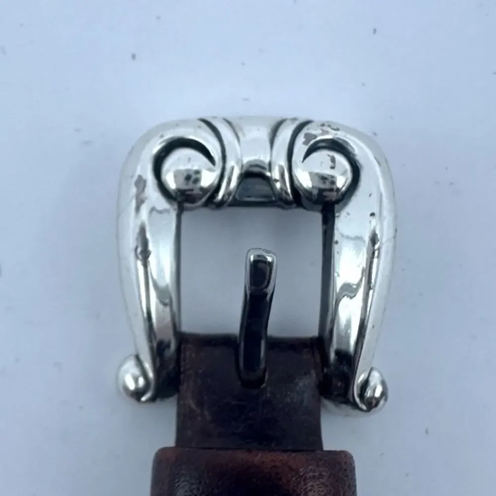 Brighton Santa Barbara Watch Vintage Silver tone Brown Italian Leather strap