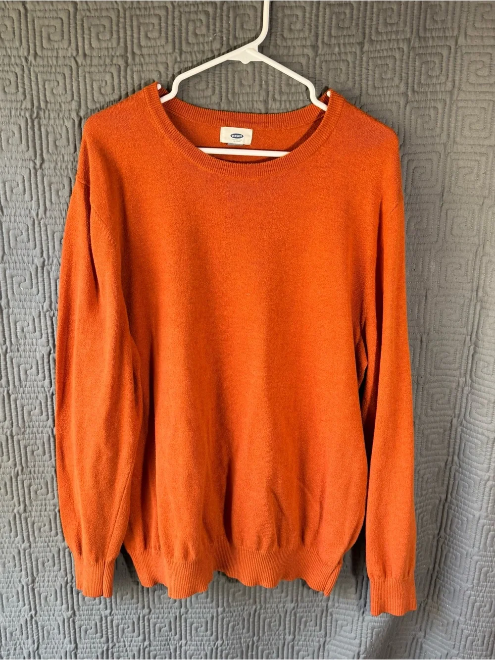 Old Navy Orange Heather Solid Crew Neck Sweater XL Knit Fall Winter Men 2014