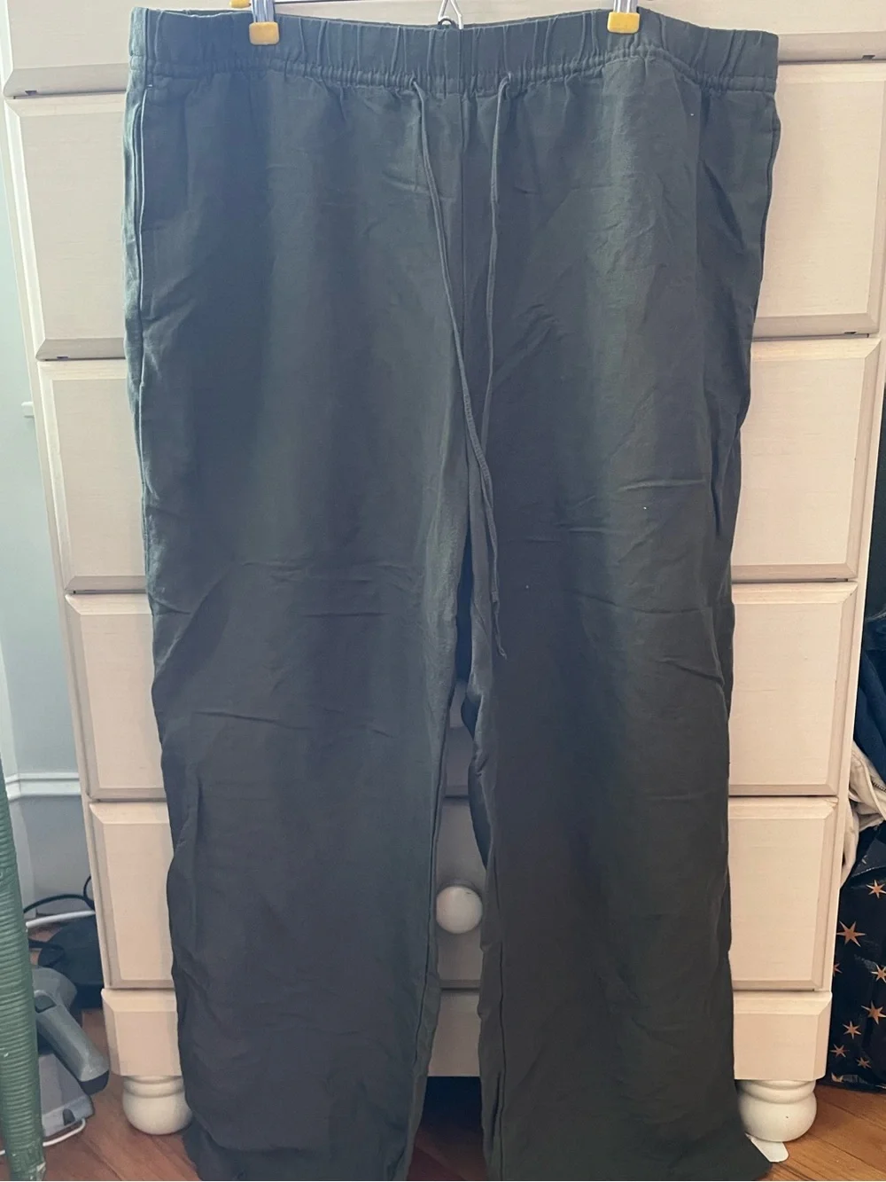 H&M Wide Leg Pants in Olive Green