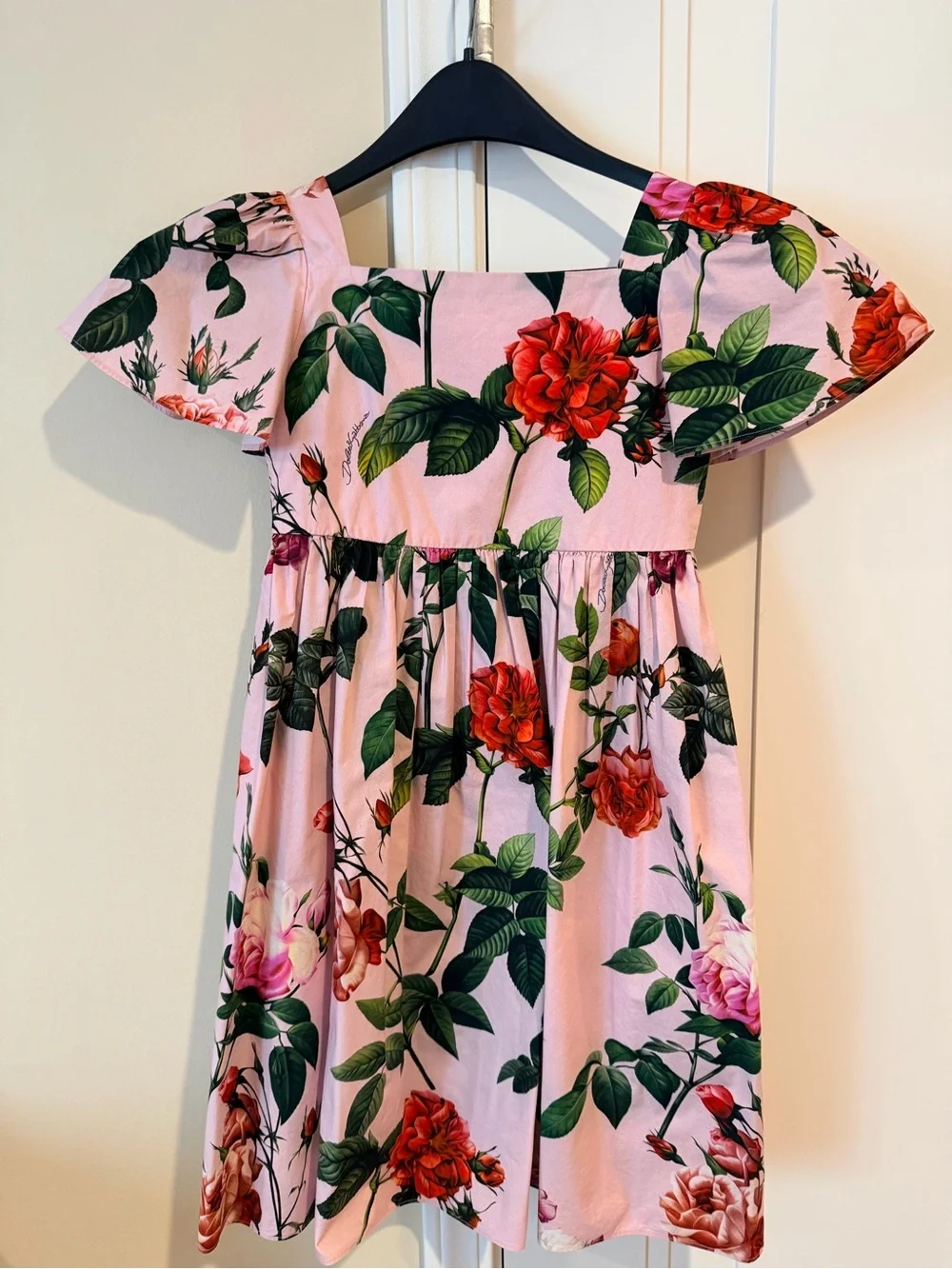 Dolce & Gabbana Pink Floral Rose Print Girls Dress size 7/8
